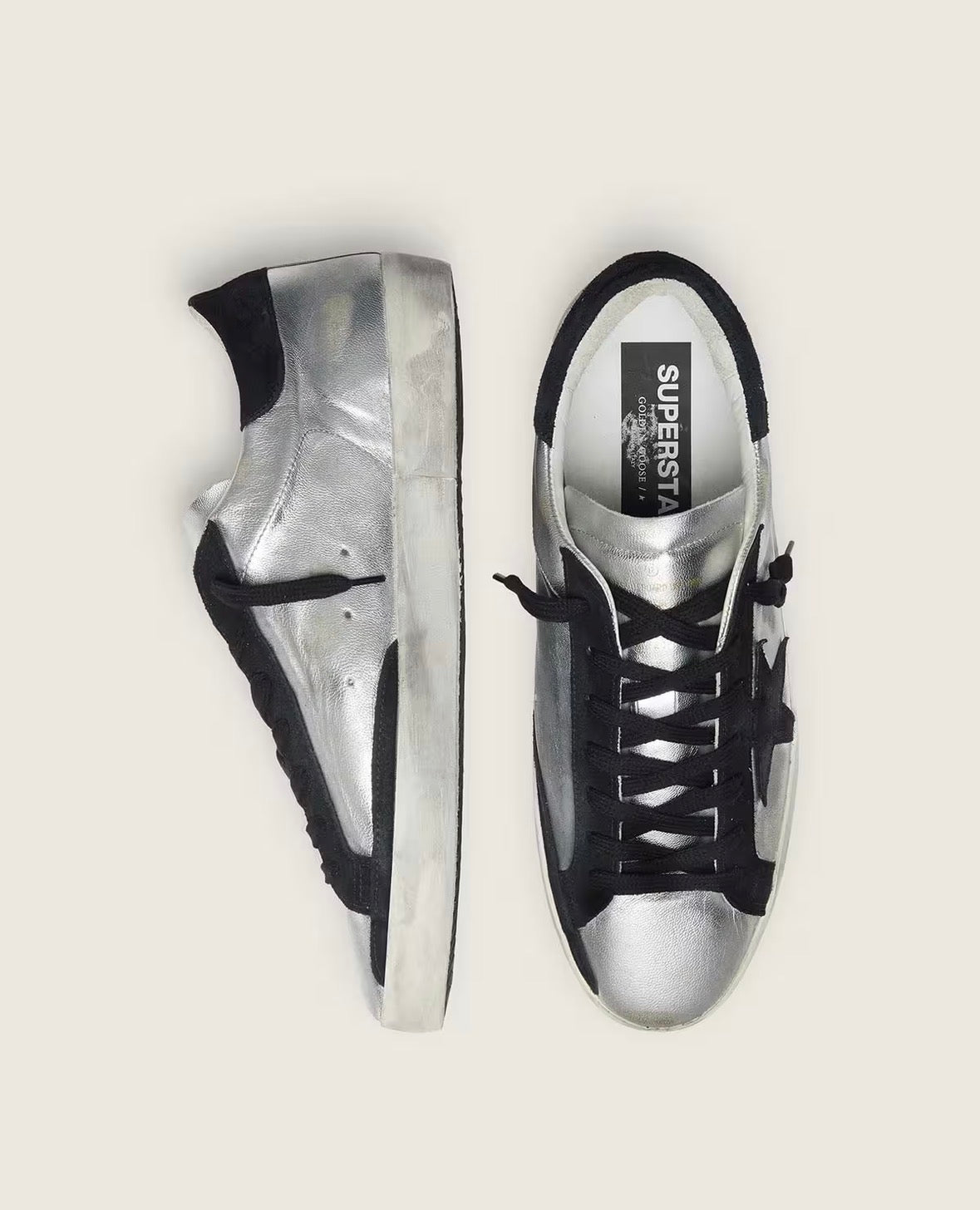 Super-Star in silver leather