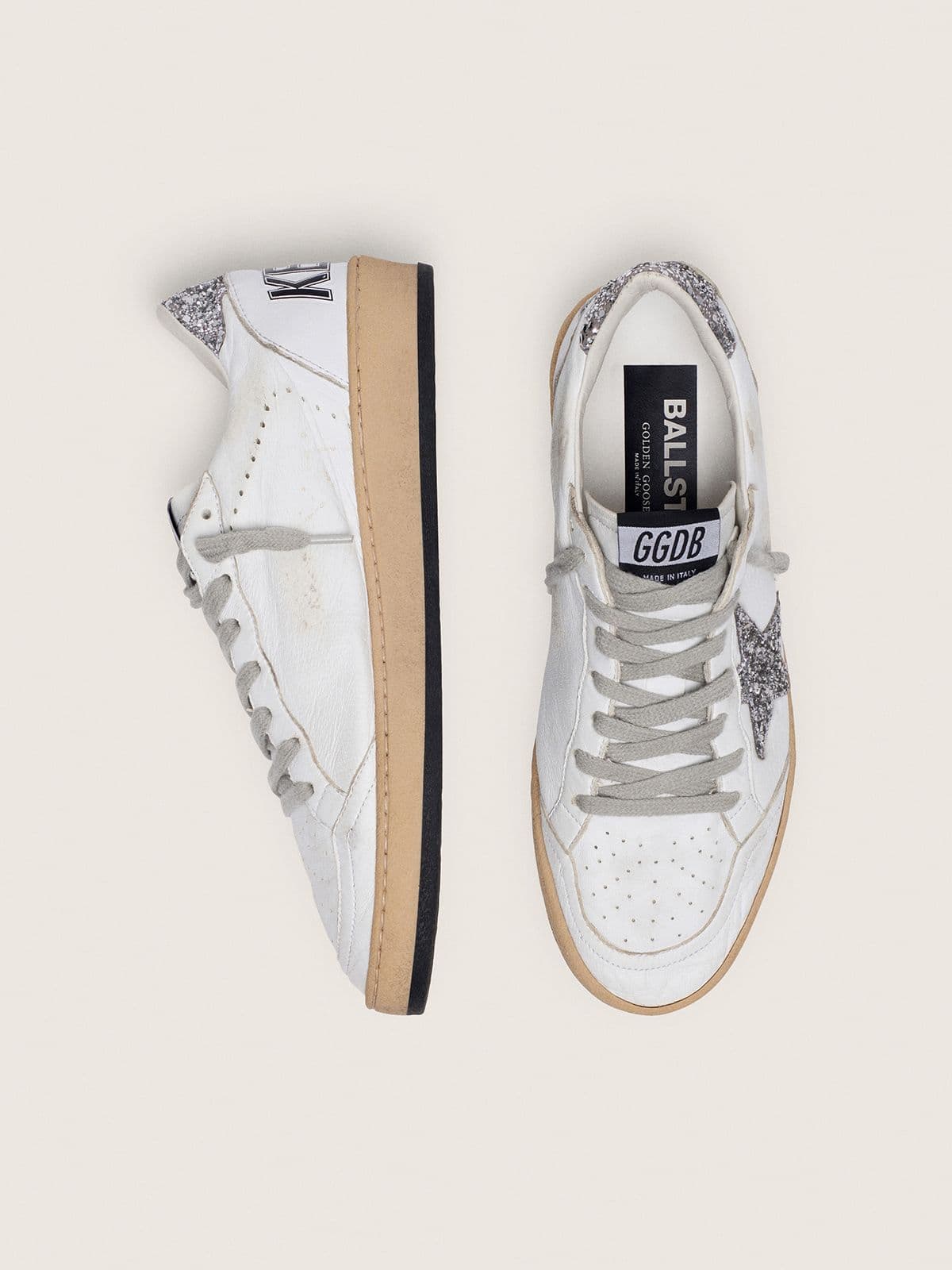 White Nappa with Silver Glitter Star and Heel Tab 1:1