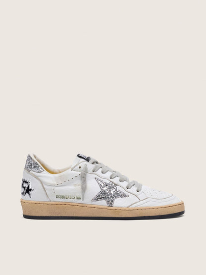 White Nappa with Silver Glitter Star and Heel Tab 1:1