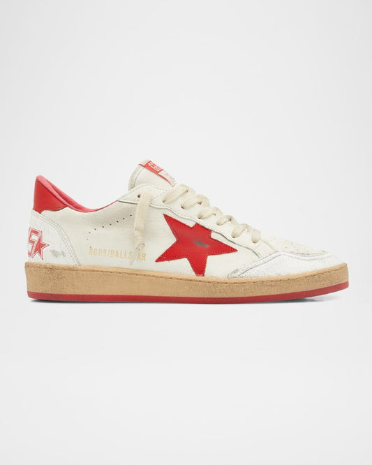 white leather with red star and heel tab