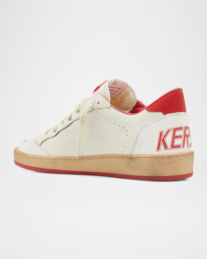 white leather with red star and heel tab
