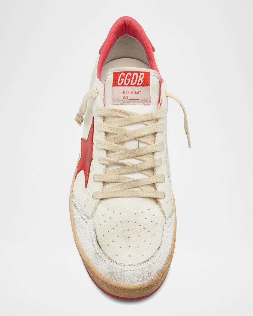 white leather with red star and heel tab
