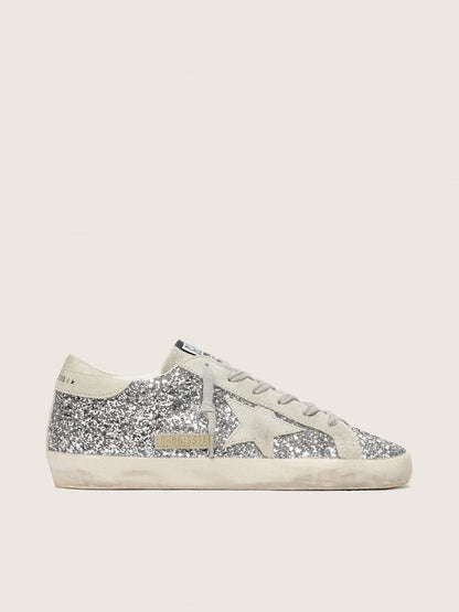 Super-Star in silver glitter with ice-gray suede star