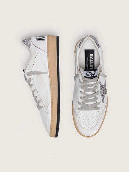 White Nappa with Silver Glitter Star and Heel Tab 1:1