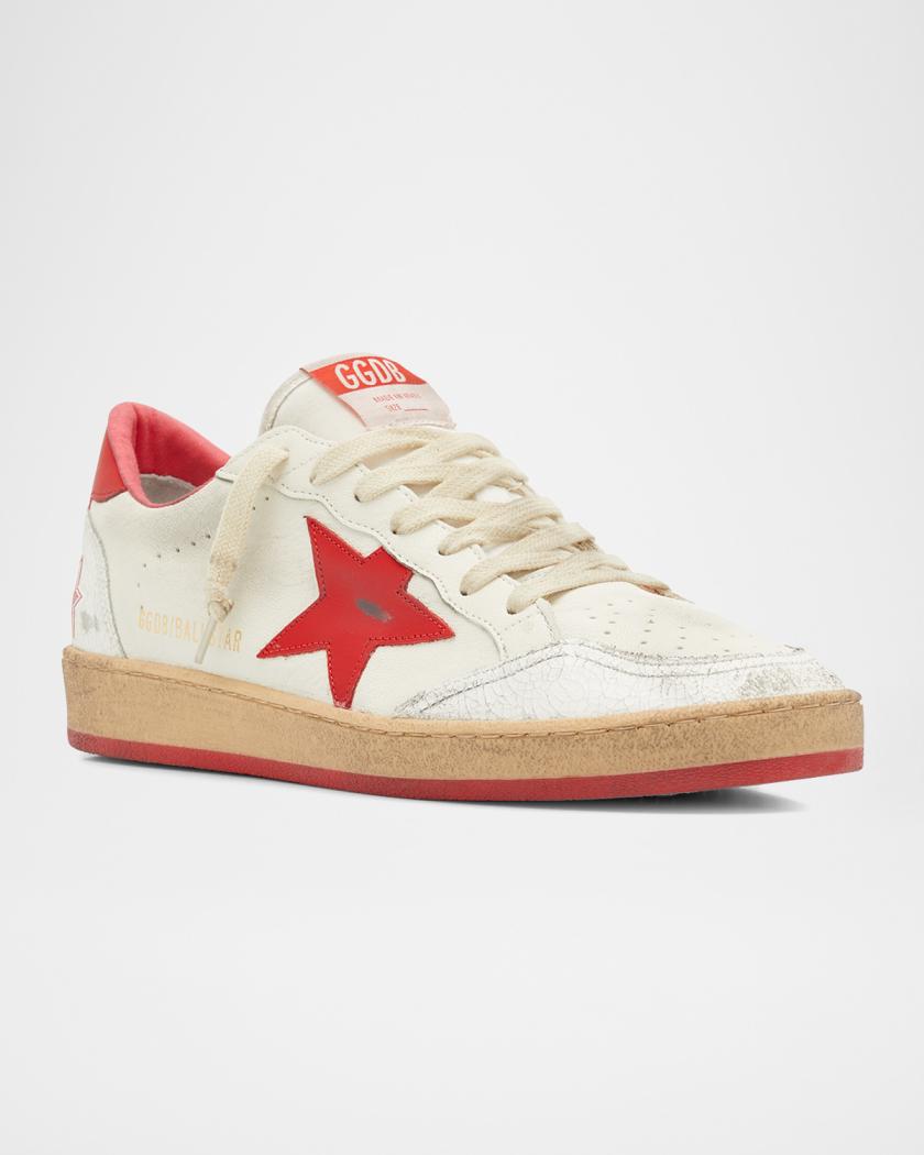white leather with red star and heel tab