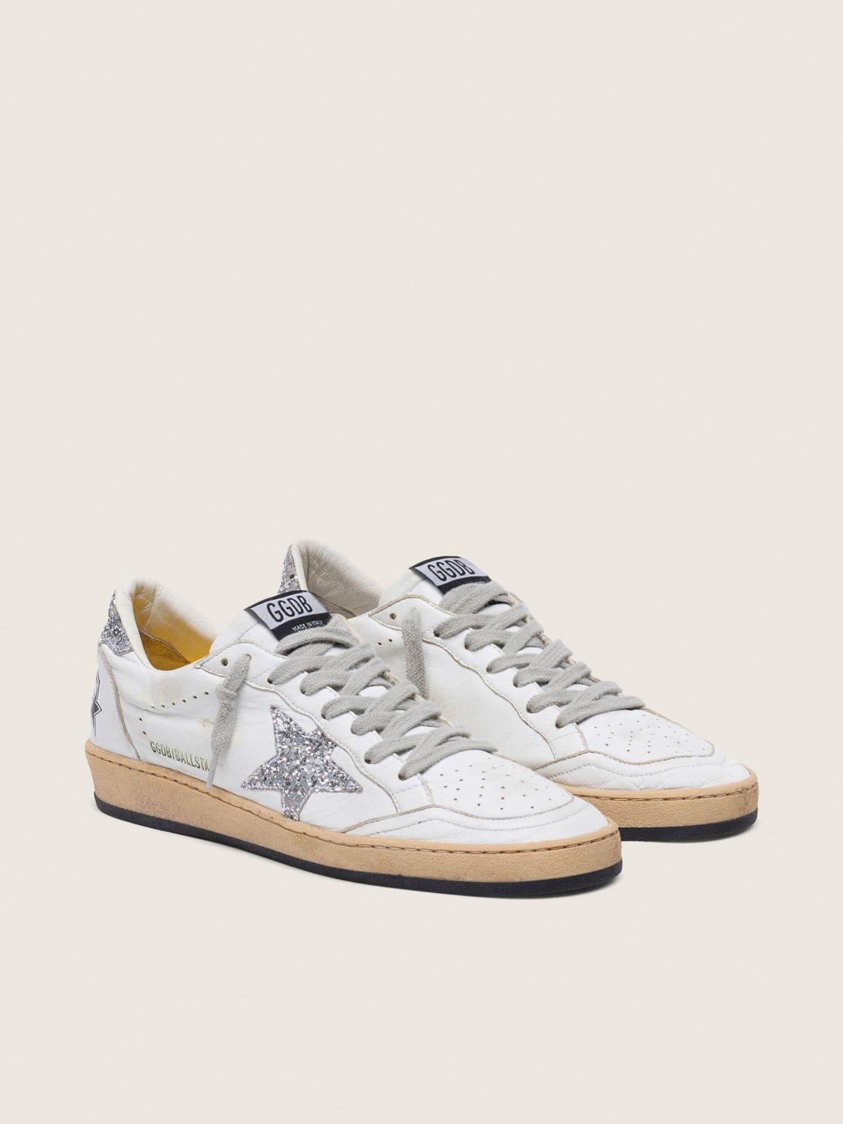 White Nappa with Silver Glitter Star and Heel Tab 1:1