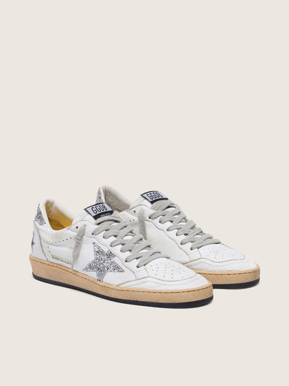 White Nappa with Silver Glitter Star and Heel Tab 1:1