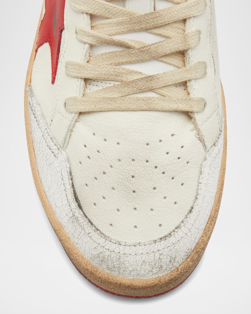 white leather with red star and heel tab