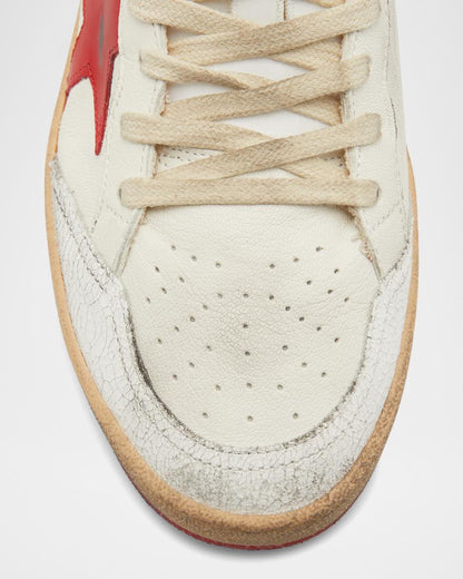 white leather with red star and heel tab